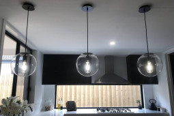 Kitchen with hanging lights